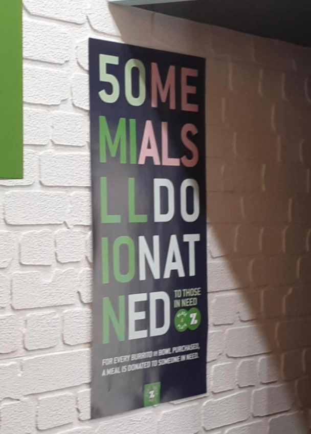 banner - 50ME Mials Lldo Ccionat Ned To Those In Need For Every Burrito Bom Purchase Ameal Is Donated To Simetne In Nest